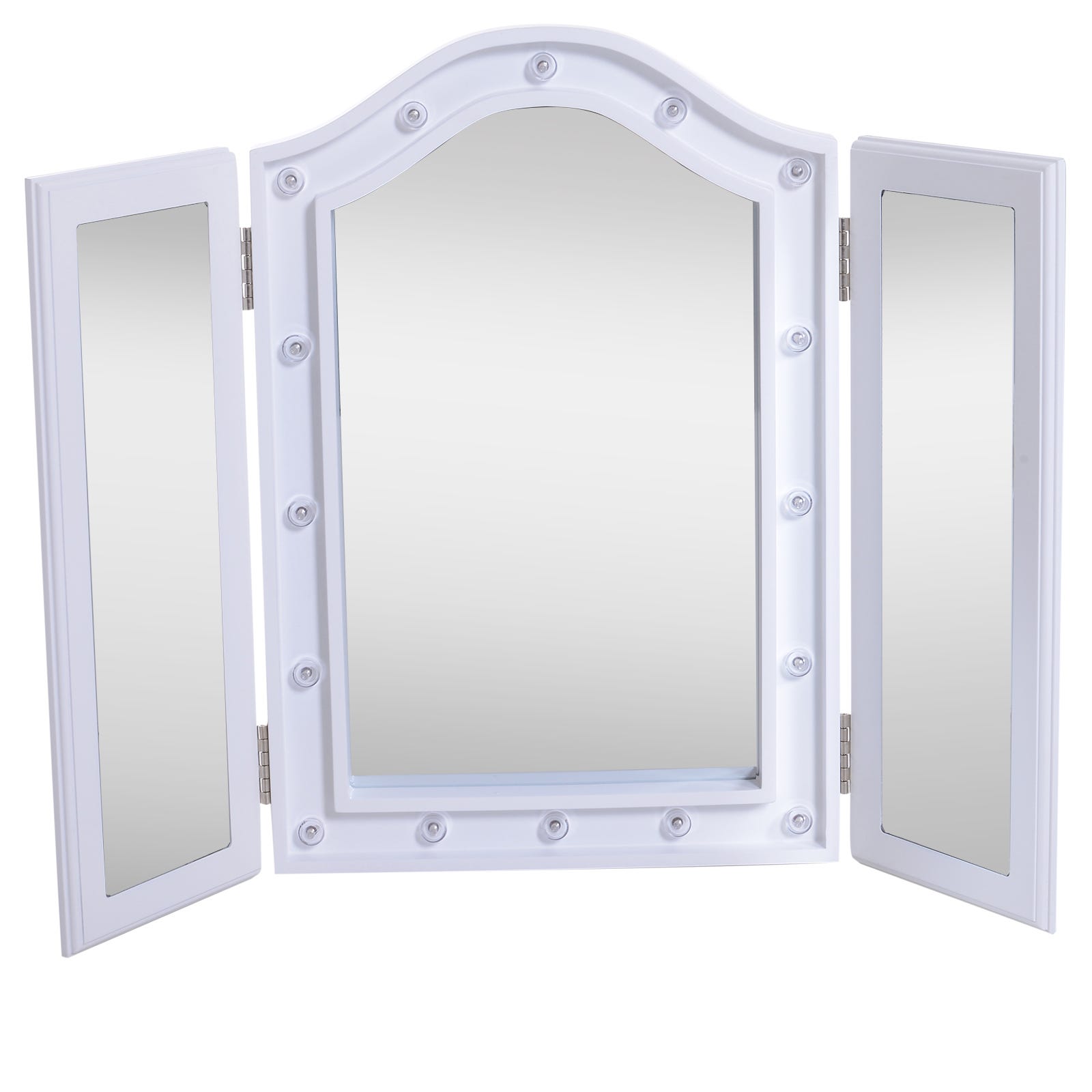 Homcom Espelho de Maquilhagem Espelho de Mesa com 12 Luzes led 3  Temperaturas de Cores Ecrã Tátil Ajustável 32,8x11x47,4cm Branco