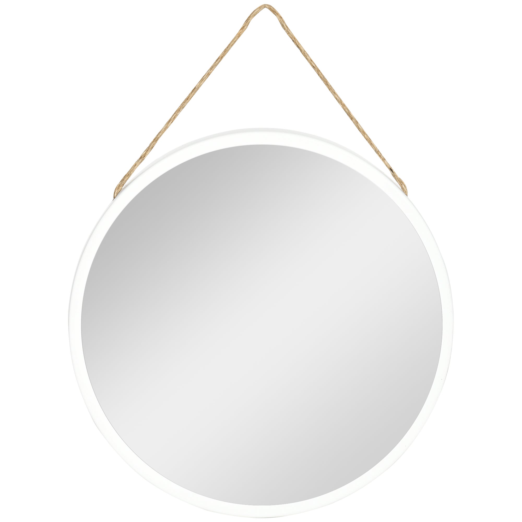HOMCOM Espejo Decorativo de Pared 30x30 cm Espejo Redondo de Metal con  Cuerda para Salón Entrada Estilo Moderno Blanco