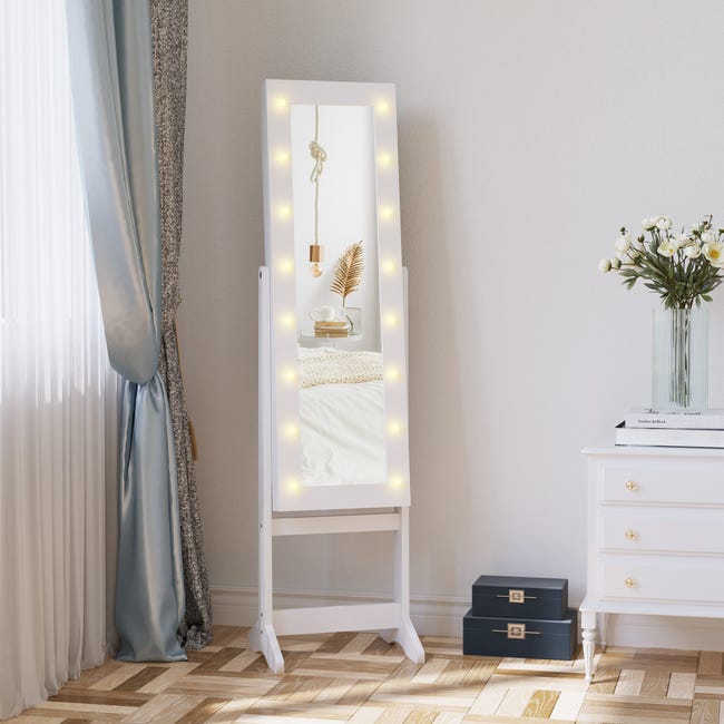 Joyero Blanco Con Luces LED Espejo