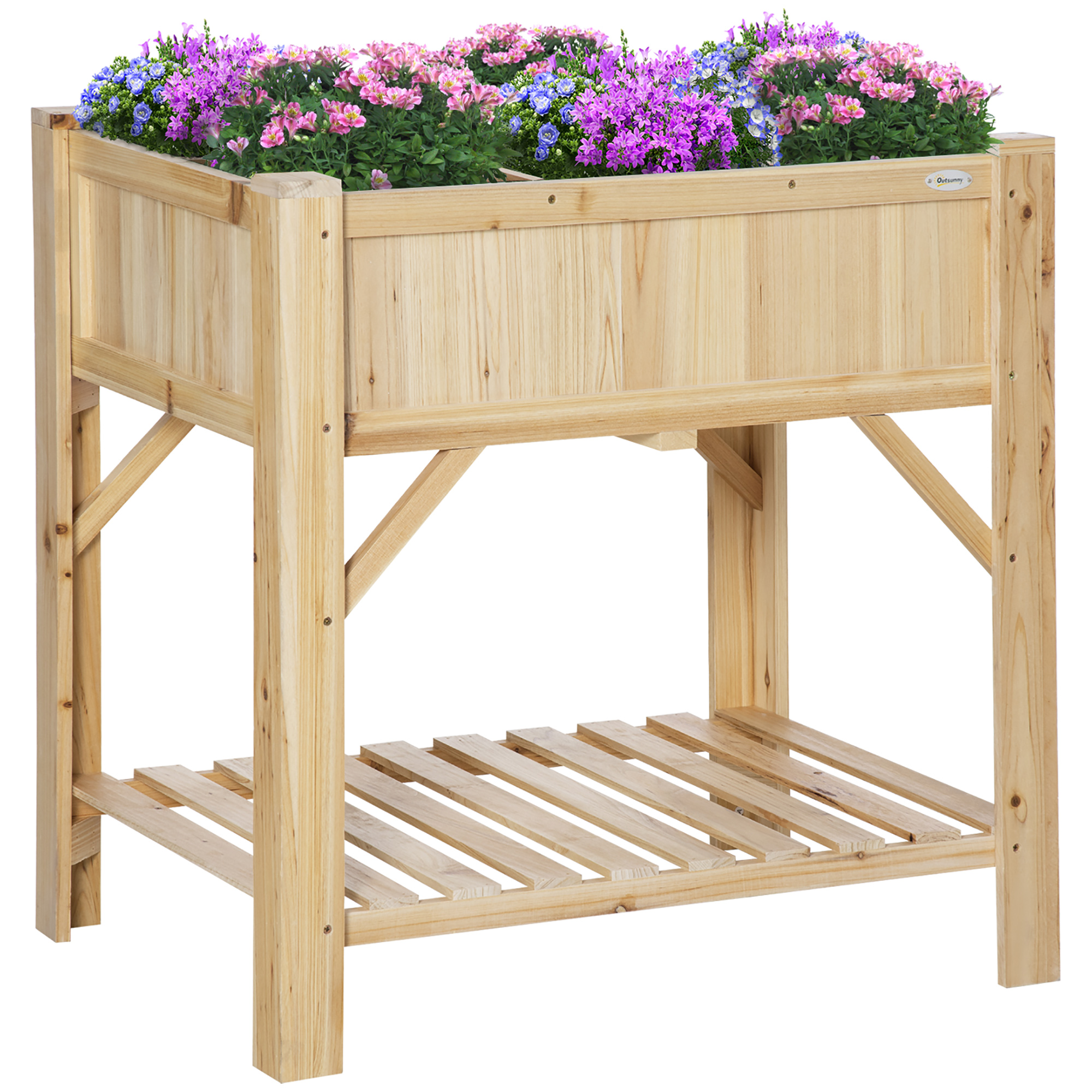 Huerto urbano de madera con estante outsunny 78,5x58x81 cm natural