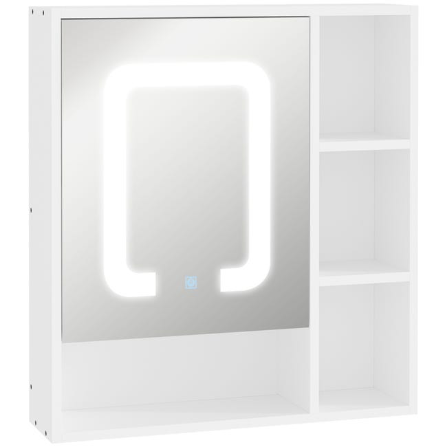 con espejo de baño con luz LED kleankin 60x15x65 blanco | Leroy Merlin