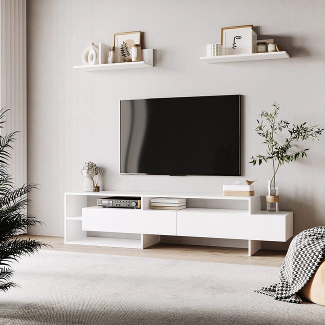 Renacimiento Becks sin Mueble de salón para TV muebles de TV HOMCOM 180x33,5x42 cm blanco | Leroy  Merlin