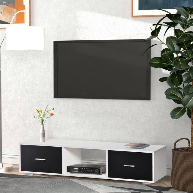 HomCom Mueble de TV 140 x 43 x 48 cm blanco (839-225BK) desde 99,99 €