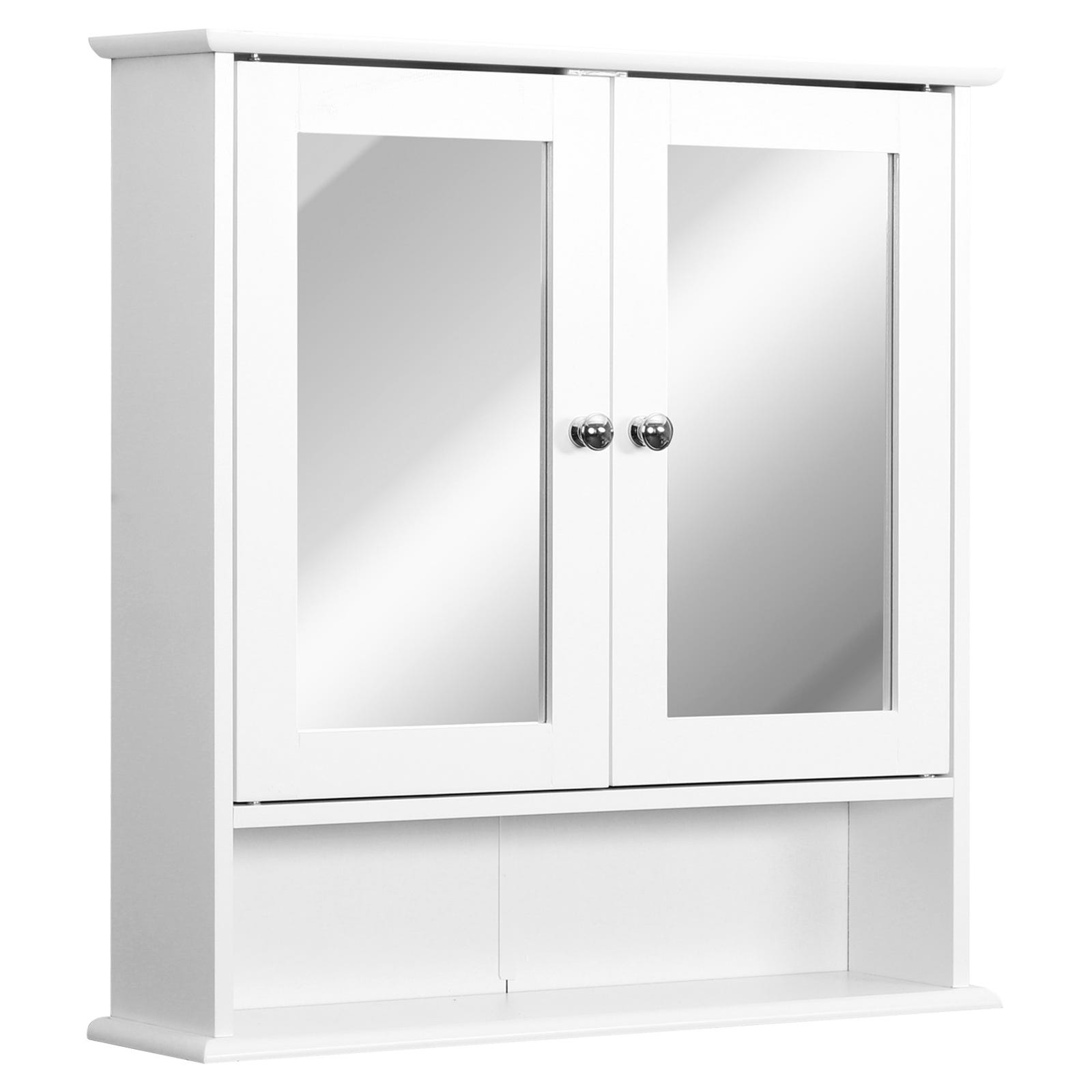 Armario de espejo de baño con espejo, armario de pared de baño, armarios de  pared con puertas de espejo doble, acero inoxidable pulido (color blanco