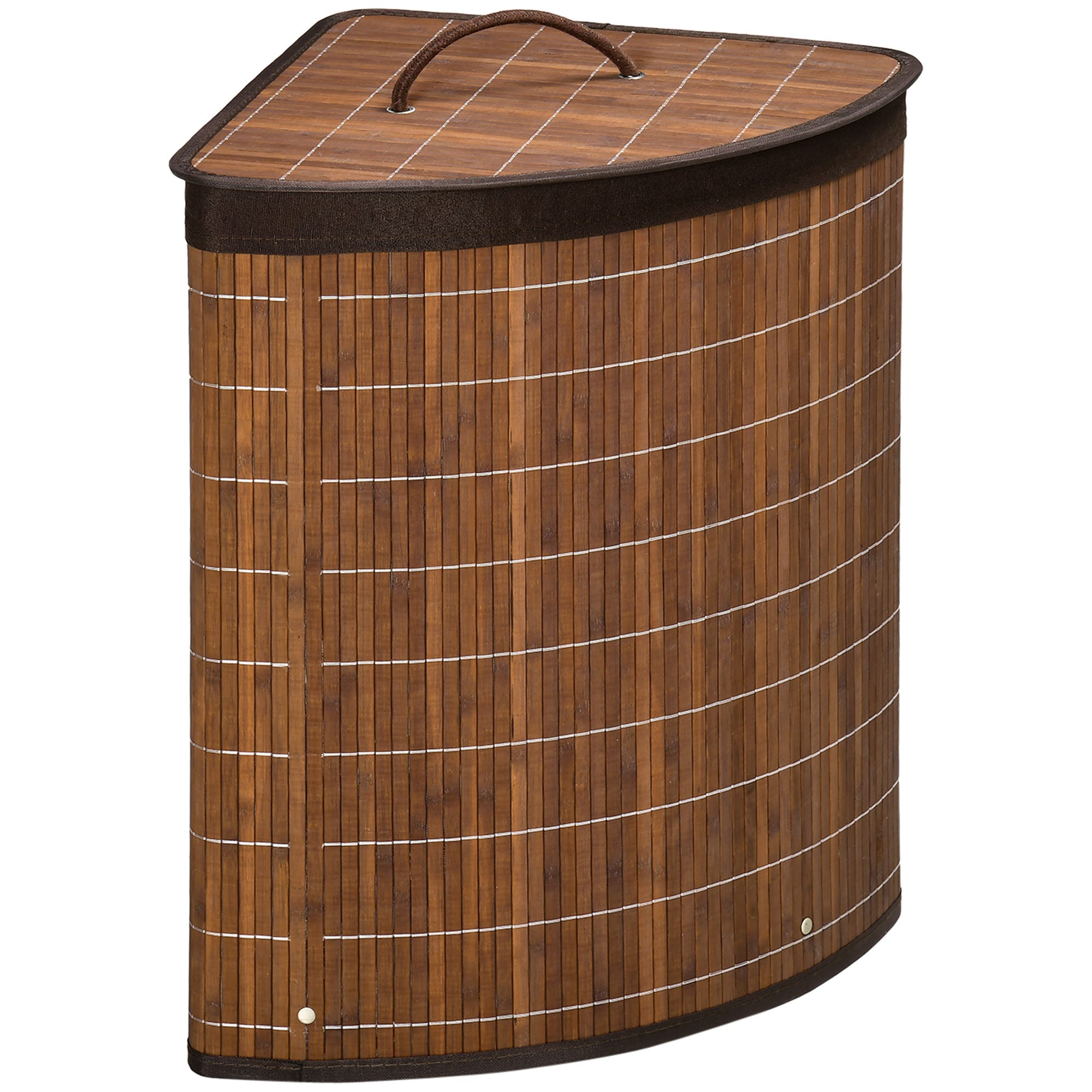 Cesto de ropa de bambú con 3 compartimentos - l60 x a61.5 cm marrón
