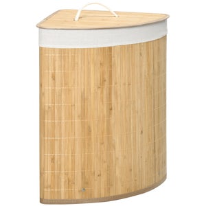 Cesto ropa sucia Rusko con 3 bolsas extraíbles bambú Oxford 600D 69 x 57 x  37 cm - Beige [en.casa]