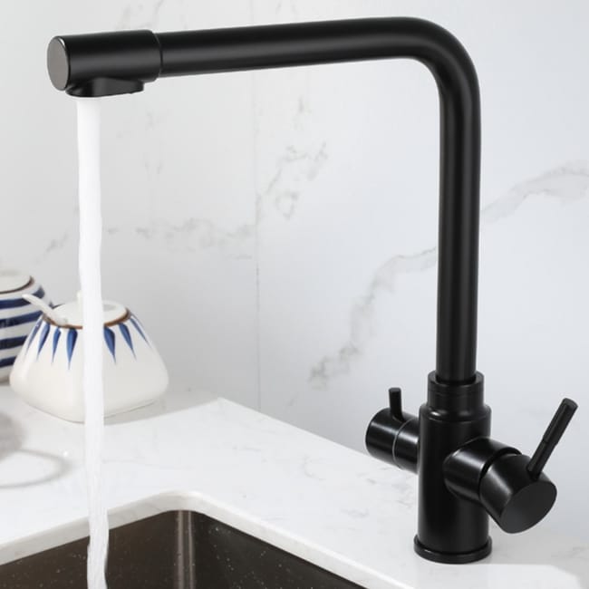 Grifo Osmosis Negro Mate 3 v as 2 salidas TRIAVI COAL GRIFERS