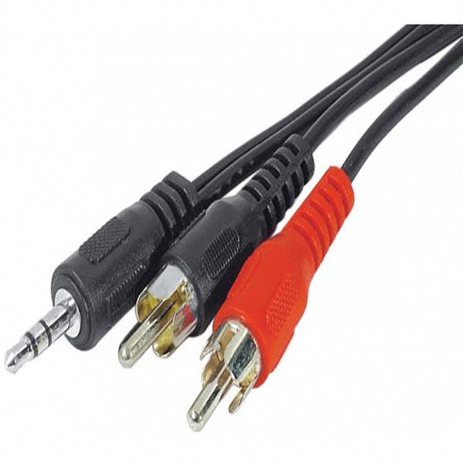 Câble de Connexion Audio Good Connections Prise Jack 3,5 mm vers fiche RCA  2X (RCA) - coudé d'un côté 2 m Bleu foncé