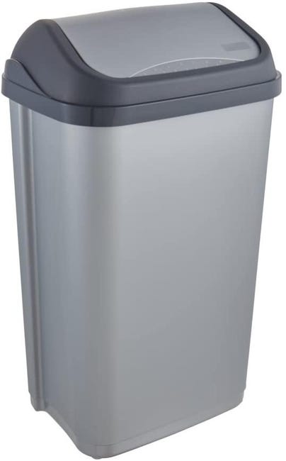 Pattumiera Keeeper Rasmus 50L Con Coperchio A Scorrimento - Argento, Senza BPA - Foto 8