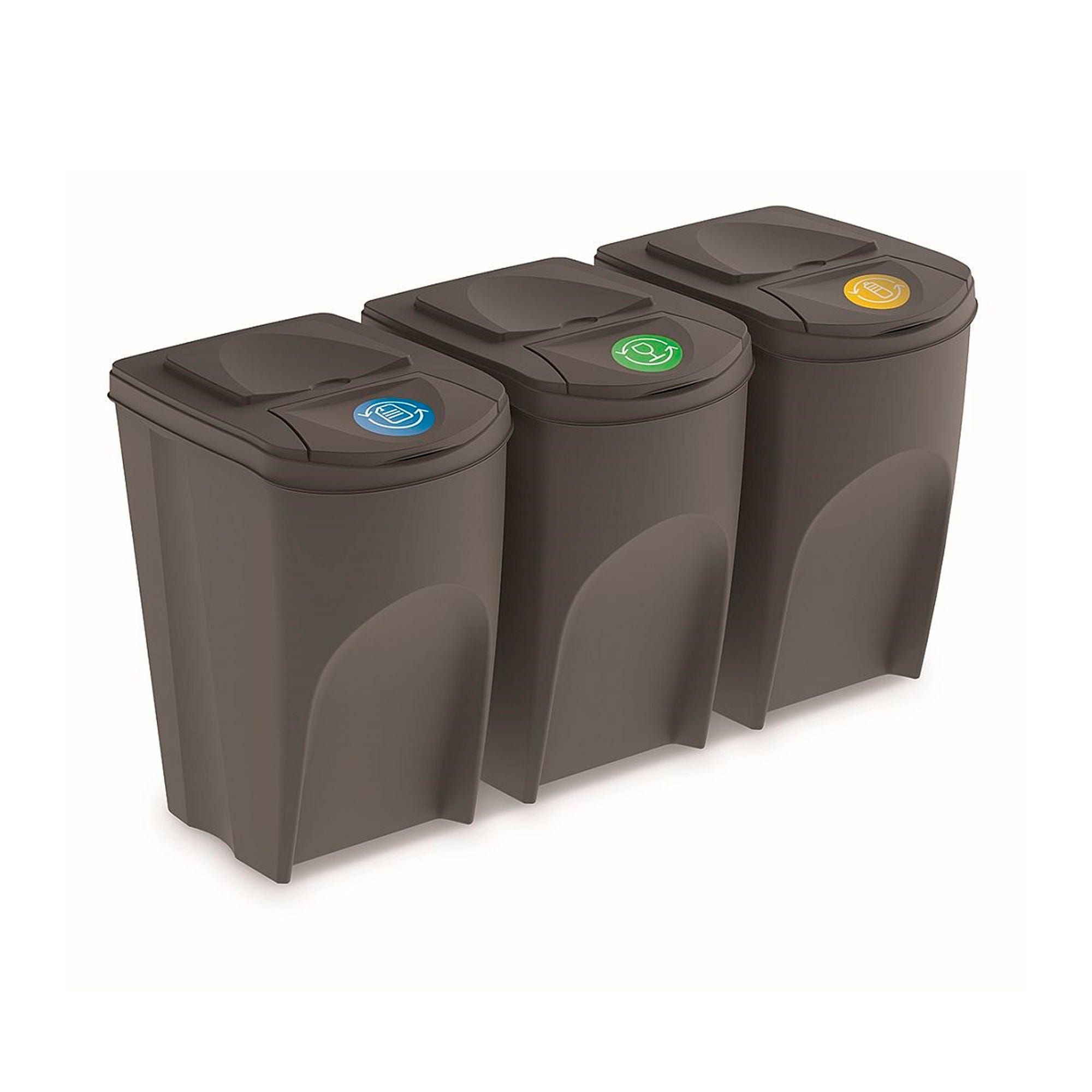 Sistema de 3 cubos x25 l reciclaje apilables 392x293x456mm