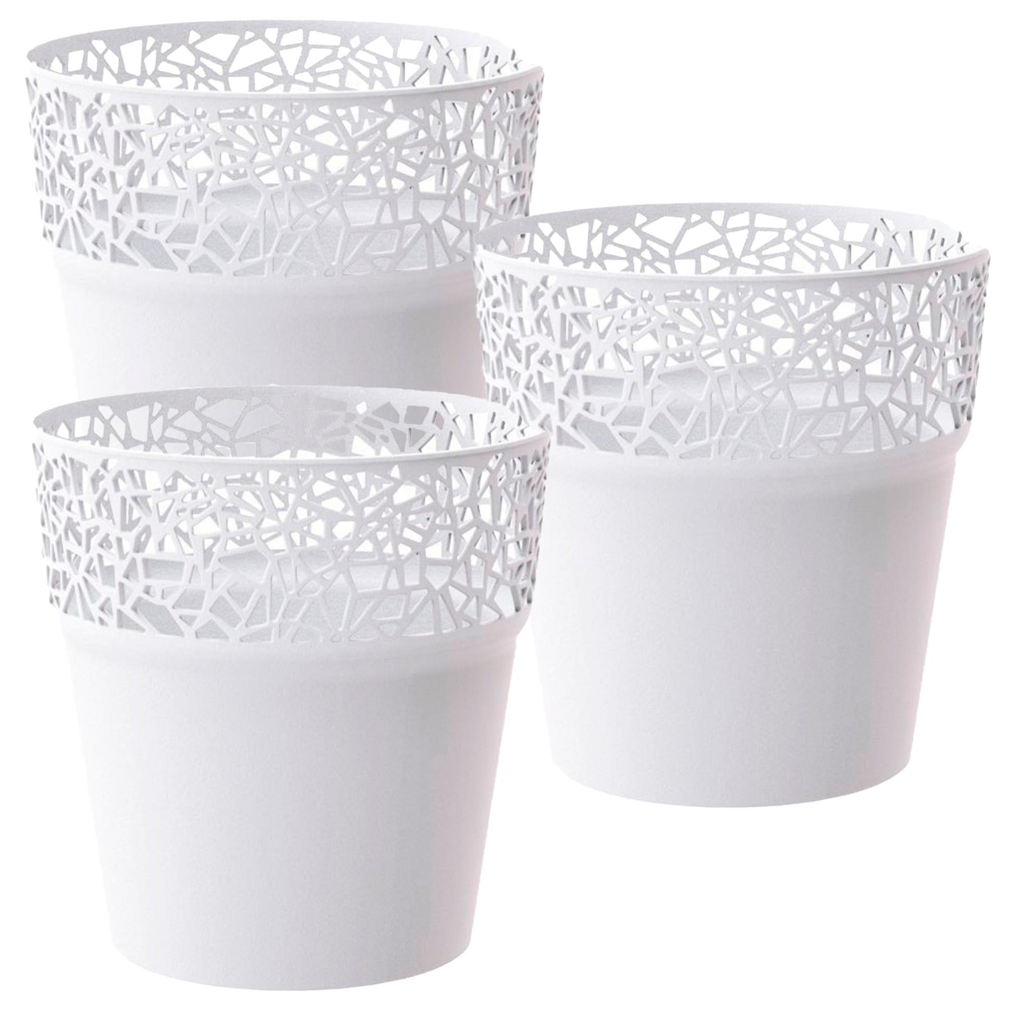 Well-Home Lofly – 2 Vasi In Plastica Bianca, 13,4x13,4x12 Cm, Capacità 1 Litro, Design Moderno Per Piante Da Interno - 2