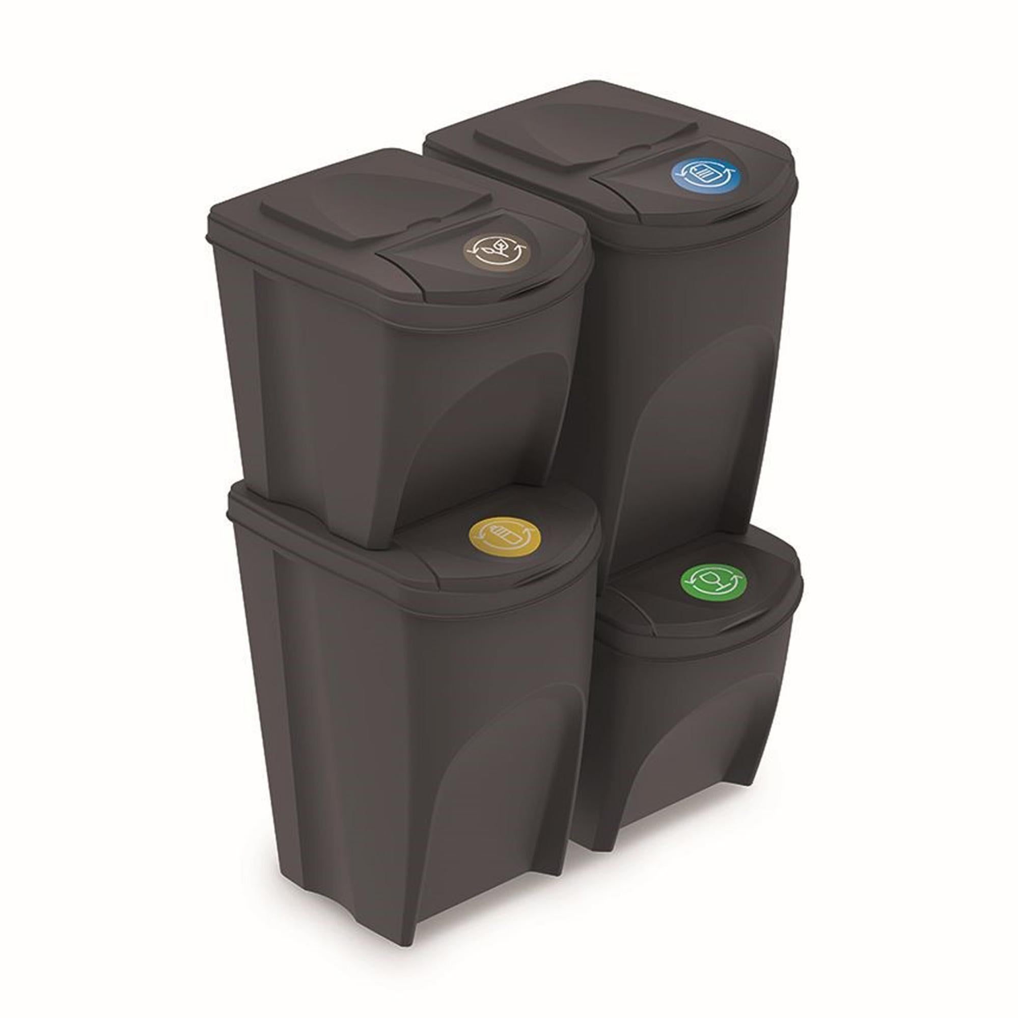 Prosperplast Vaso Rotondo Splofy 8 Litri In Plastica Effetto Tessuto, Colore Antracite, 25,9 X 22 Cm