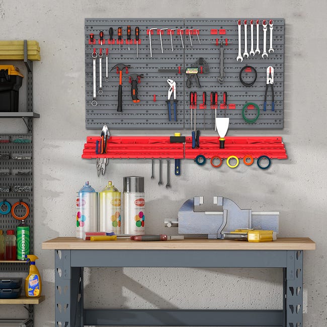 Estante de herramientas de pared, placa de metal para uñas, kit de  almacenamiento de herramientas estándar, 2 piezas de control de pared, caja  de