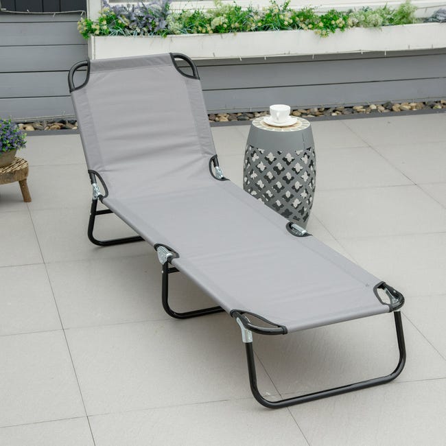 Tumbona reclinable plegable para exterior Outsunny cm gris | Leroy Merlin