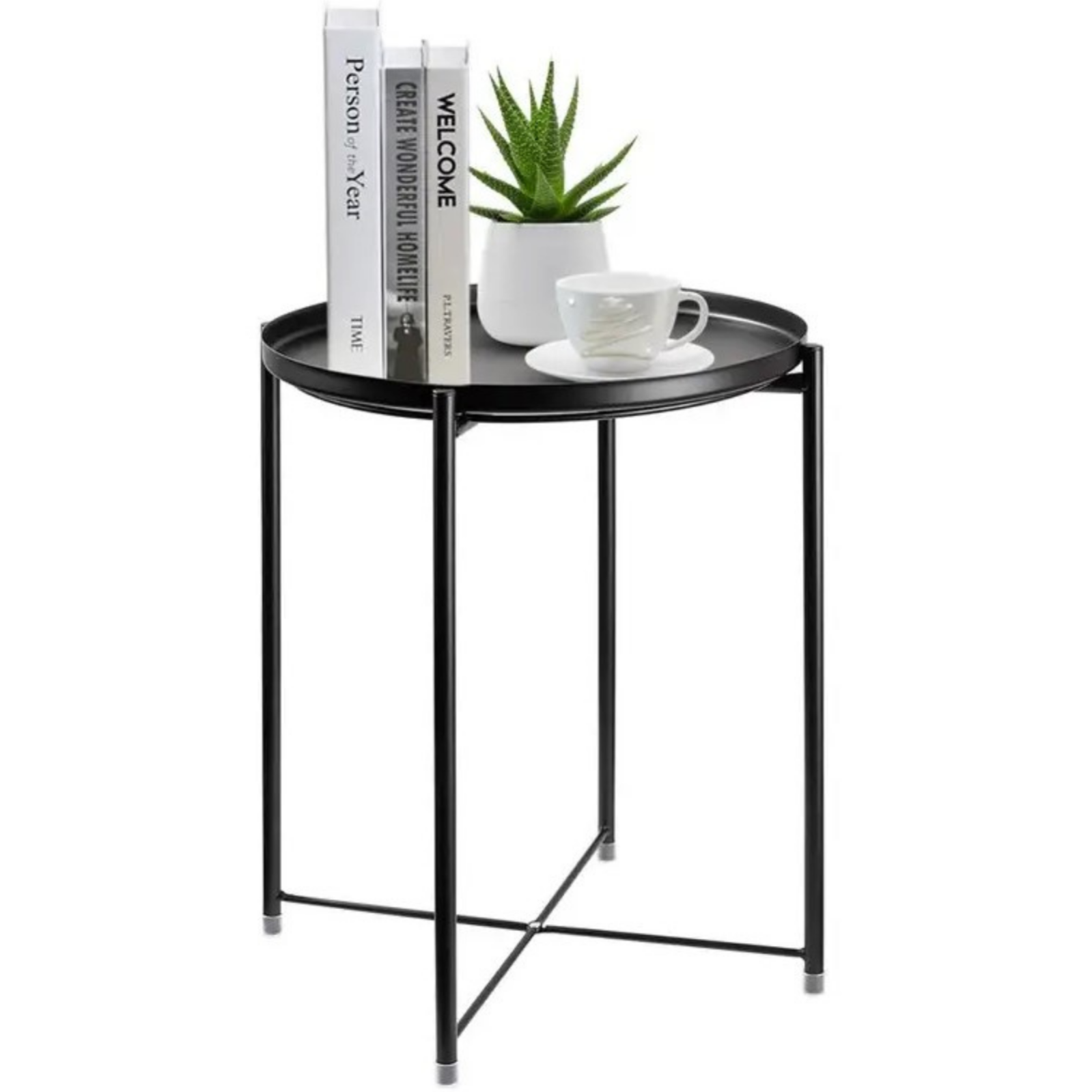 Mesa de centro mesa de centro redonda de diseño de metal - cm 42x52 negro