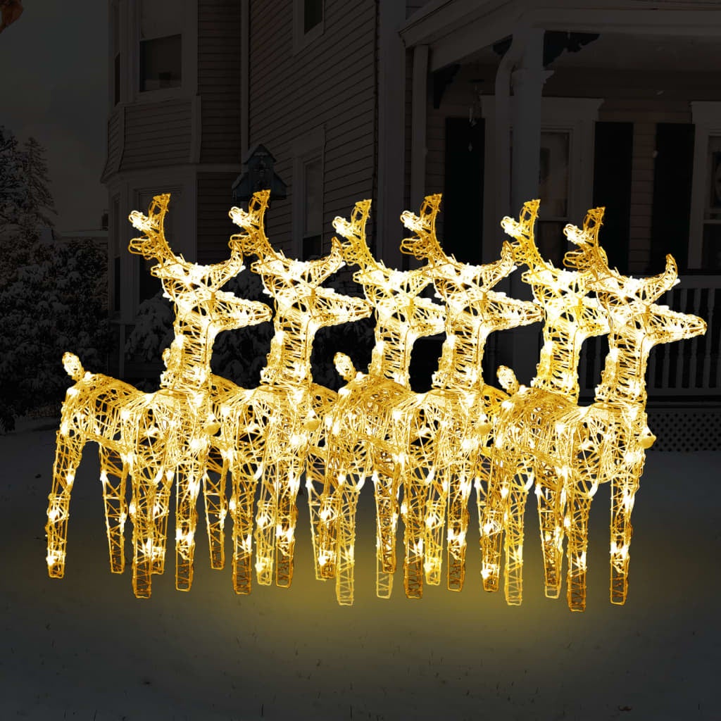 Rennes de Noël 6 pcs 240 LED Blanc chaud Acrylique vidaXL Leroy Merlin