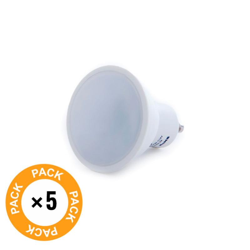 Pack 5 bombillas led gu10 6w 468lm 3000ºk 30.000h [ho-gu10-smd-6w-ic-ww-pk5-ap]