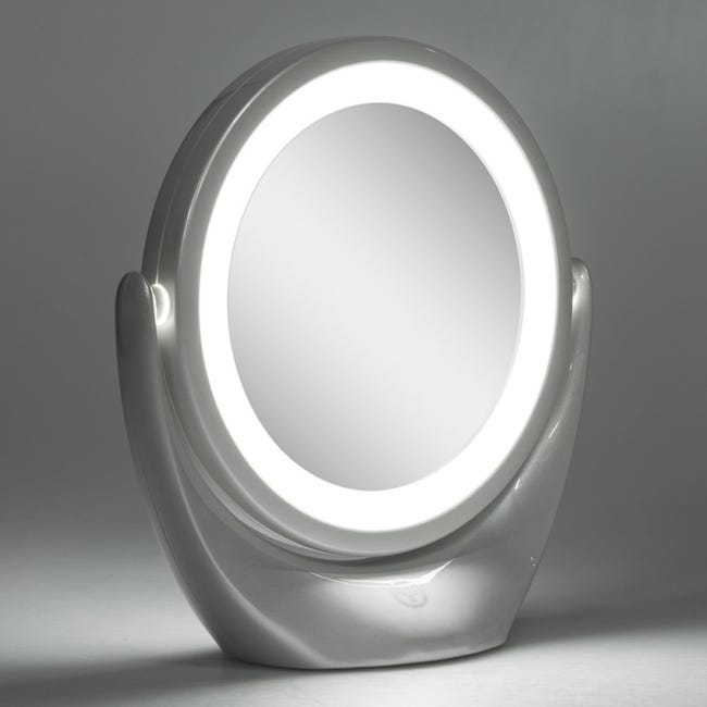 Espejo Iluminado Maquillaje LED 4200ºK Ø14,2Cm Recargable