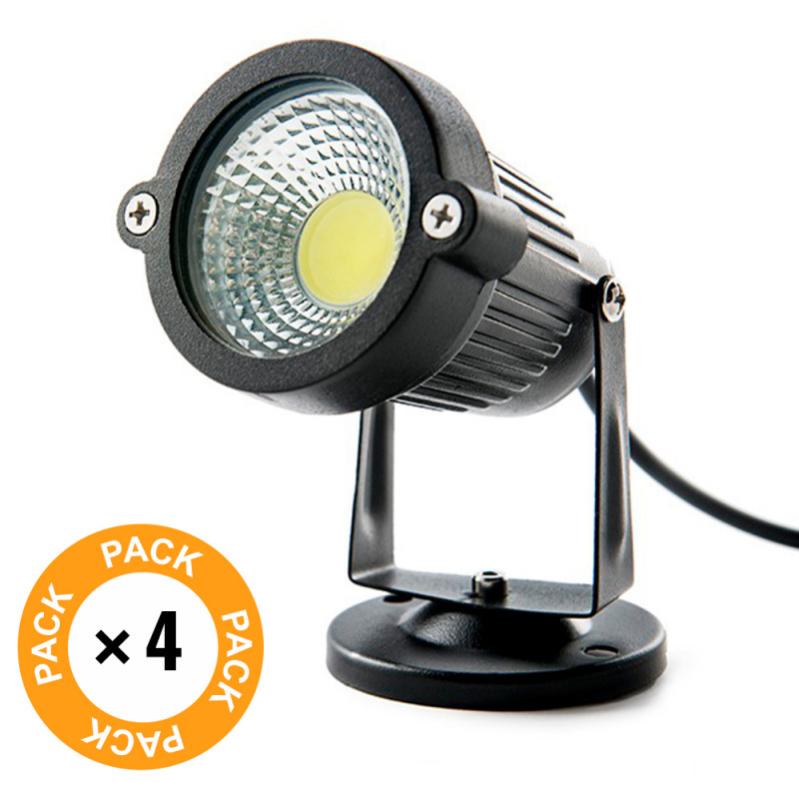 Pack 4 focos led jardín 5w 450lm 6000ºk 30.000h [sl-sl-c12-5w-cw-pk4-ap]