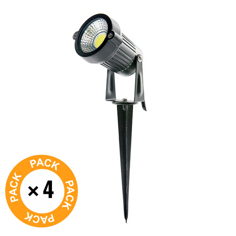 Pack 4 focos led pincho jardín 5w 421lm 3000ºk 30.000h [sl-sl-c10-5w-ww-pk4-ap]