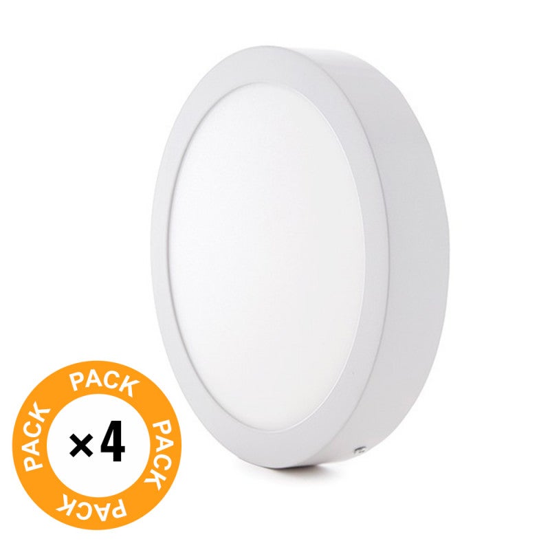 Pack 4 plafones led 12w 930lm 6000ºk superficie 30.000h [gr-mzmd01-12w-cw-pk4-ap]