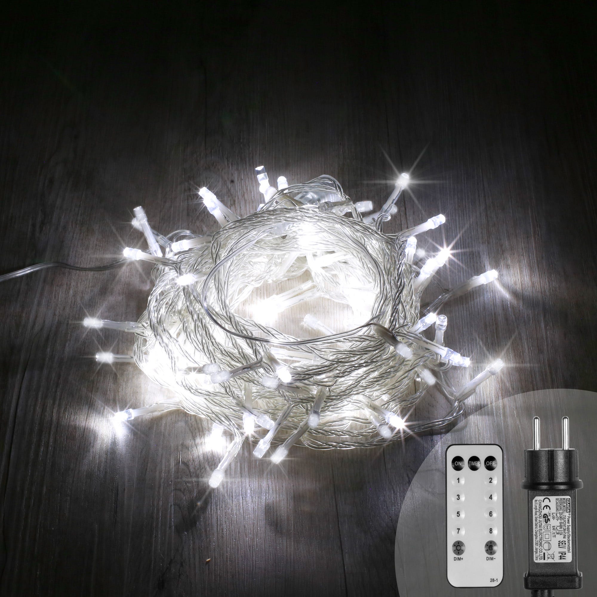 Rideau Lumineux 40 LED Blanc Chaud Câble Transparent 1 m x 1 m –