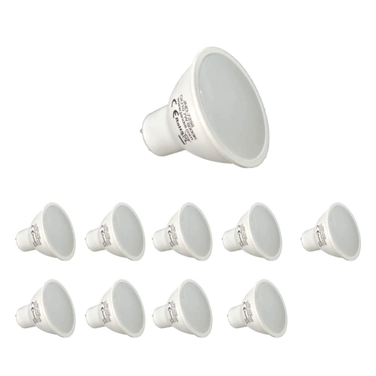 Lot de 10 ampoules LED GU10 7 W, 650 lumens, lumière blanche froide