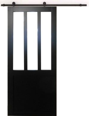 Porte coulissante Atelier Blanc Vitrage Transparent H.204xL.83cm + Rail  Bandeau Blanc + 2 Coquilles- GD MENUISERIES - Mr.Bricolage