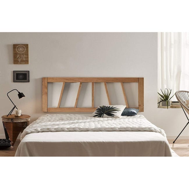 Cabecero en madera reciclada para cama de 135, 150 y 160 color gris Capri