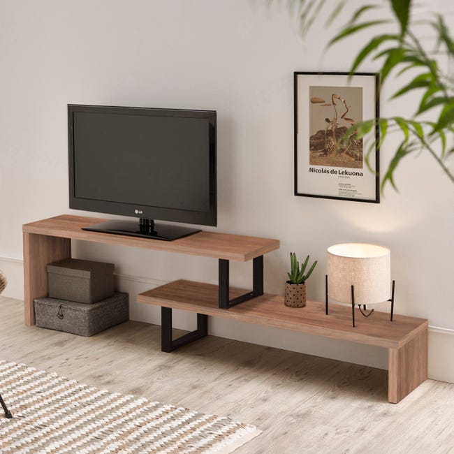 impacto Grado Celsius compromiso Mueble TV diseño industrial. extensible 140-170 cm, madera maciza | Leroy  Merlin