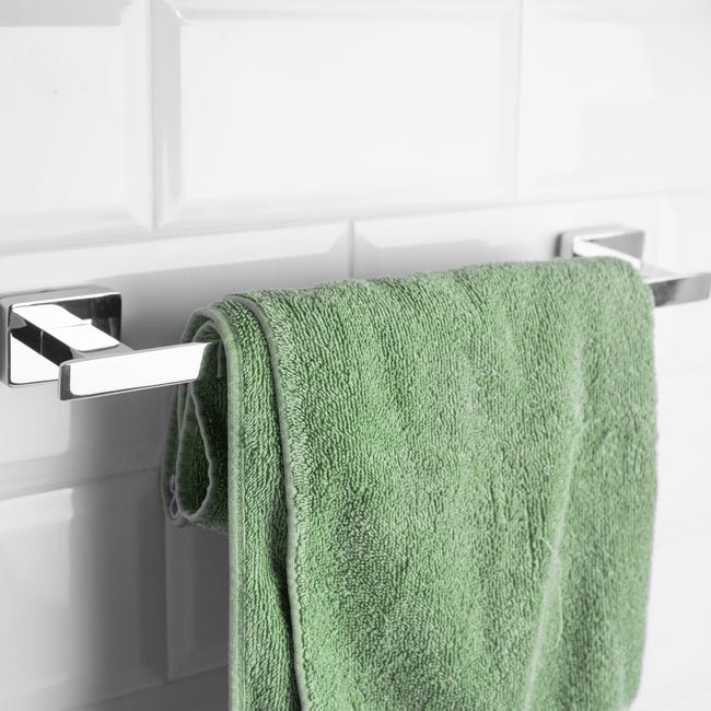 Toallero negro, toallero de baño, toallero de pared sin taladrar, toallero  adhesivo baño (negro, 37 cm)