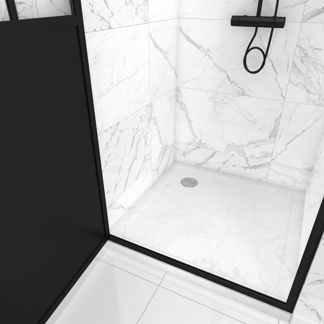 Porte de douche pivotante 80x200cm type atelier-Profilés noir mat