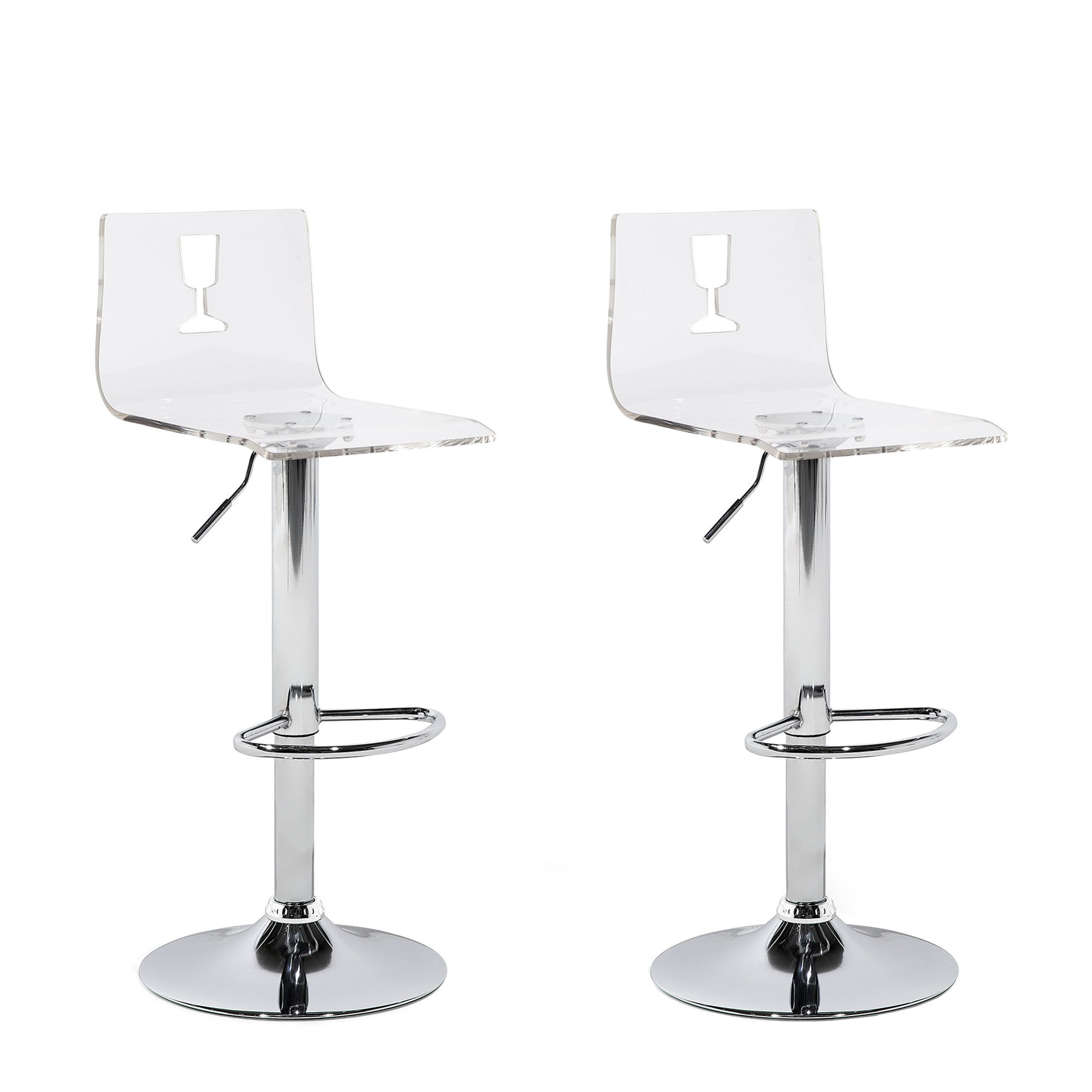 Set 2 Sgabelli Da Bar Regolabili 59-80cm - Con Schienale E Poggiapiedi, Colore Rosso - Foto 6