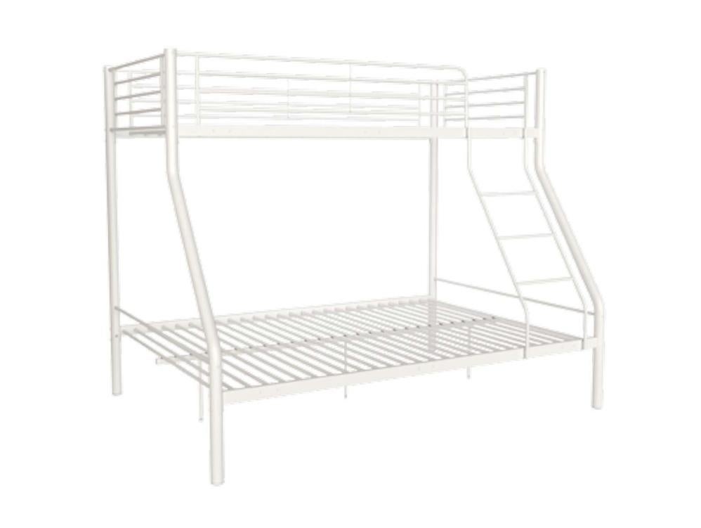Lit double superposé en métal (90x190cm + 135x190cm) avec barre de ...