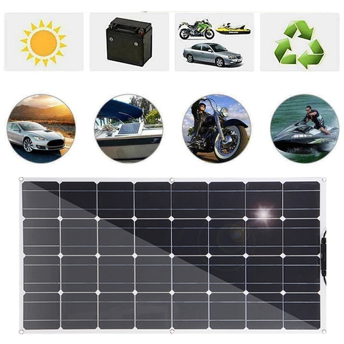 Lot de 2 Kit de panneau solaire portable chargeur de batterie 100W 105 x  54cm Trickleavan camping-car voiture bateau