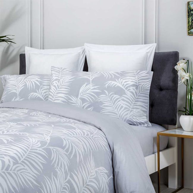 COTTON ARTean - Funda nórdica orio gris 100% algodón orgánico gris cama 200