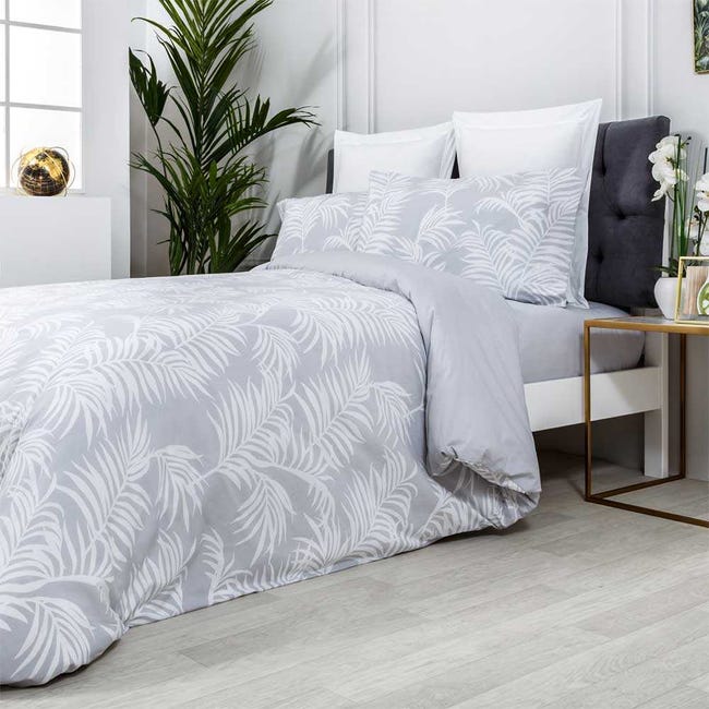 Beca desarrollando Espejismo COTTON ARTean - Funda nórdica orio gris 100% algodón orgánico gris cama 105  | Leroy Merlin