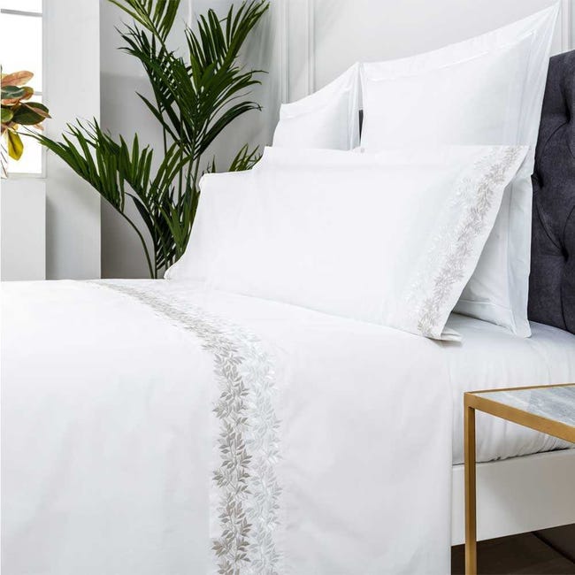 COTTON ARTean - de sábanas bordadas ZUYANA algodón hilos blanco 150 | Leroy Merlin