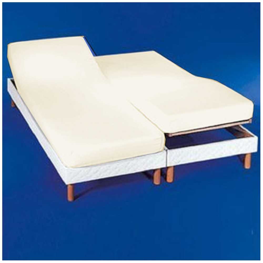 COTTON ARTean - Sábana bajera ajustable camas dobles articuladas 160 x  190/200 beige