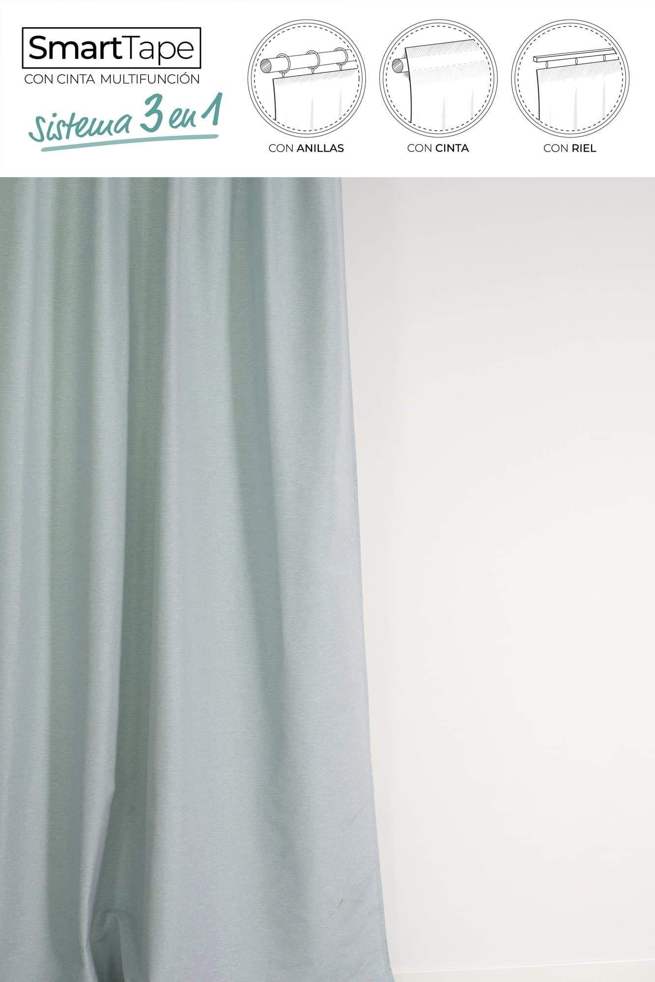 Cortina lotus 100% poliéster verde agua 300x260 cm