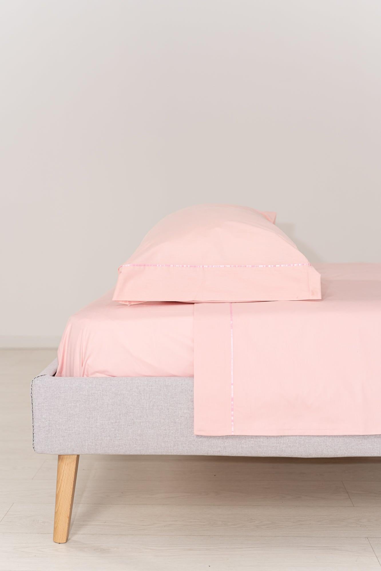 Parure De Lit 260x240 Cm Et 65x65 Cm Coton Lavé Collection PALACE Rose