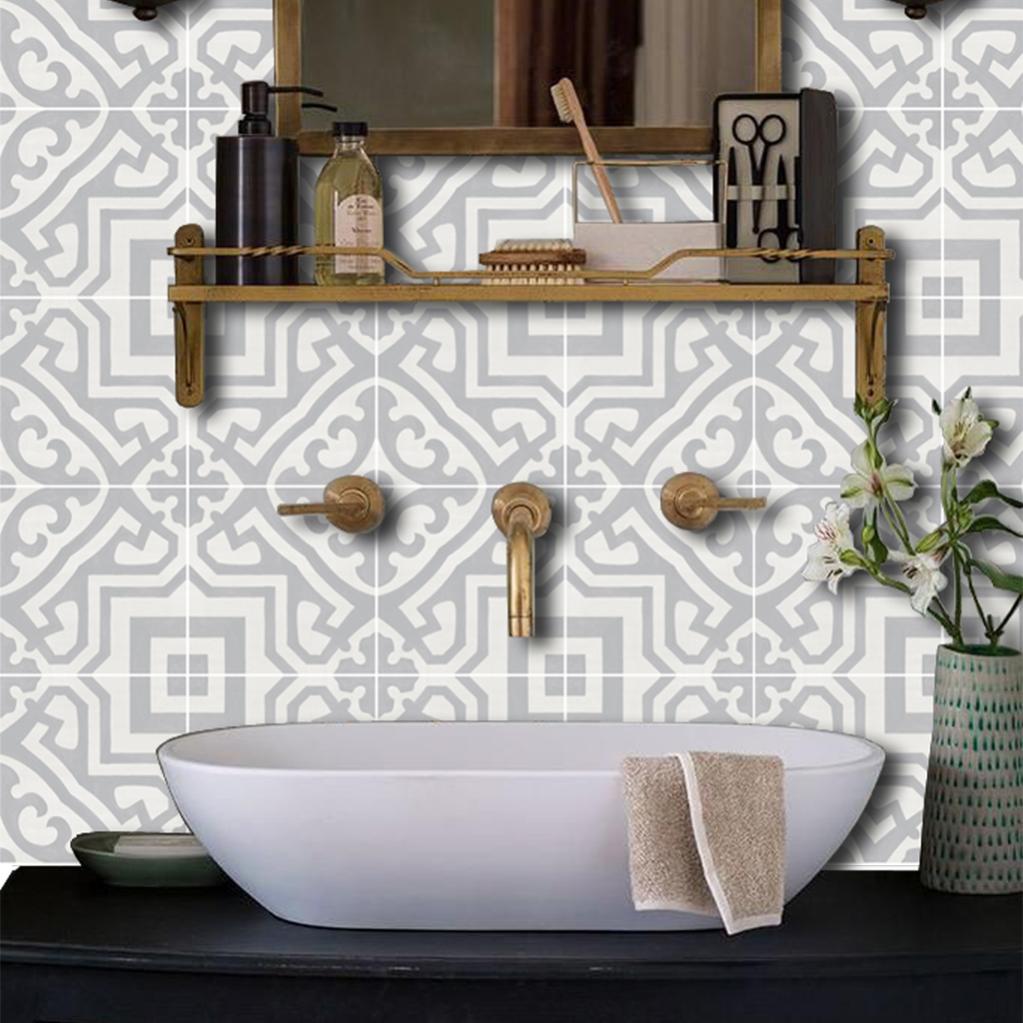Lot de 5 stickers pour carrelage Adhésifs salle de bain Motif Alba