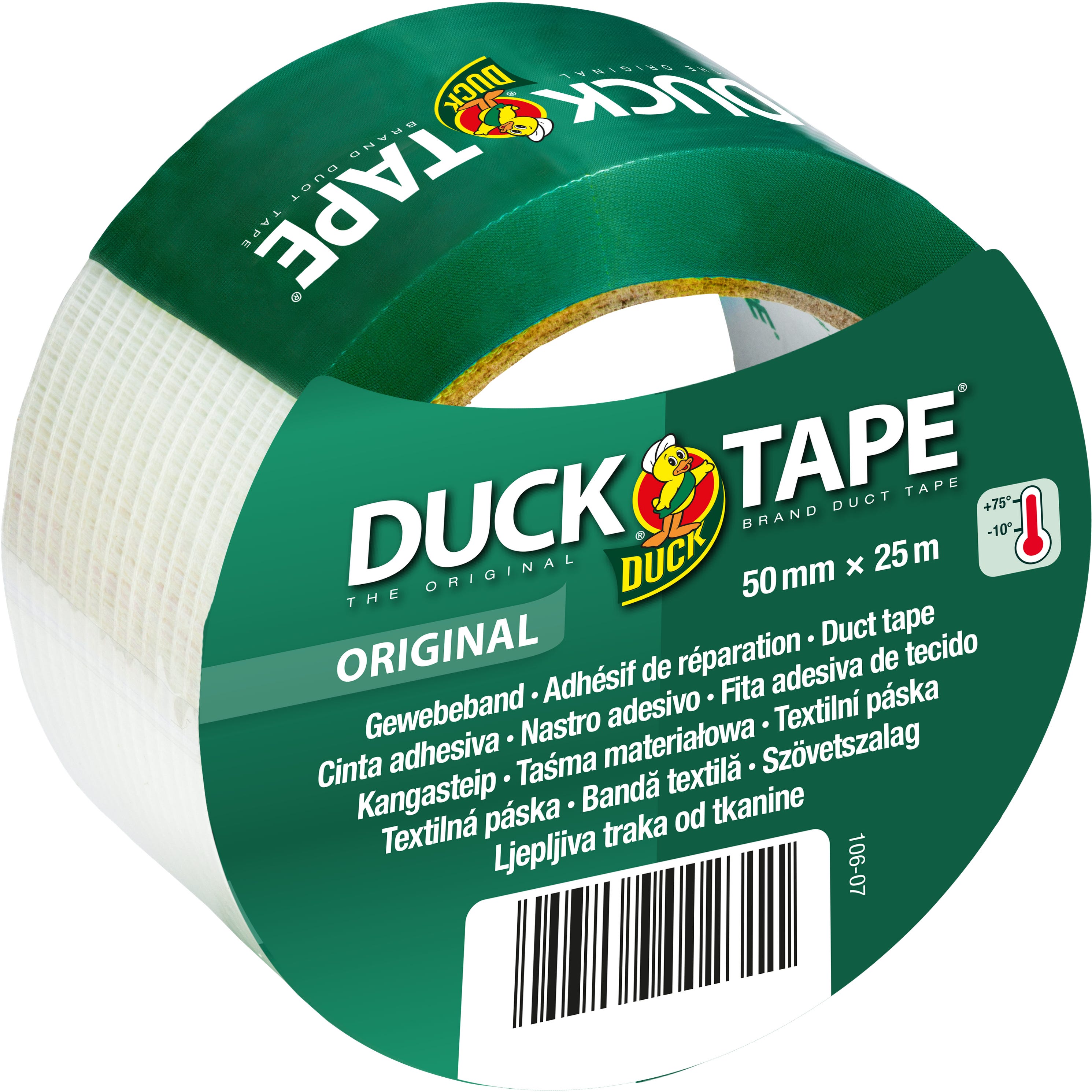 DUCK TAPE original 106-07 – Bande adhésive de tissu – Pour réparer, fixer  et renforcer – 50mm x 25m – Transparent