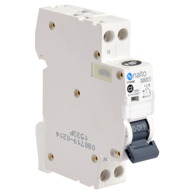 Disjoncteur 1P+N à vis 2A - 3kA type C NF NALTO - 3