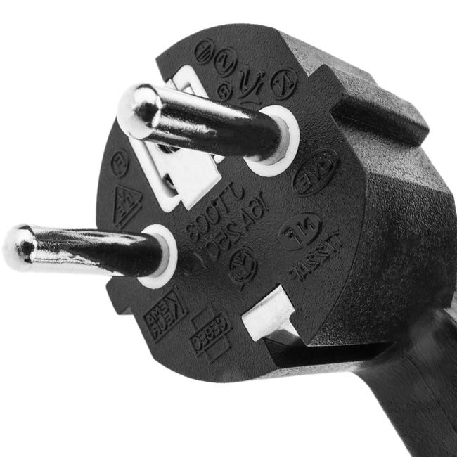 Alargador Schuko Corto 90 Grados 16A 250V | 0.3 M IP44 Para Interior Y Exterior | Negro