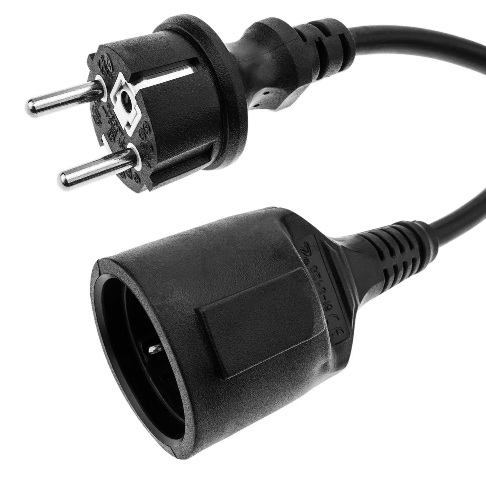 Rallonge électrique 2m Schuko mâle vers Schuko femelle noir IP44 ...