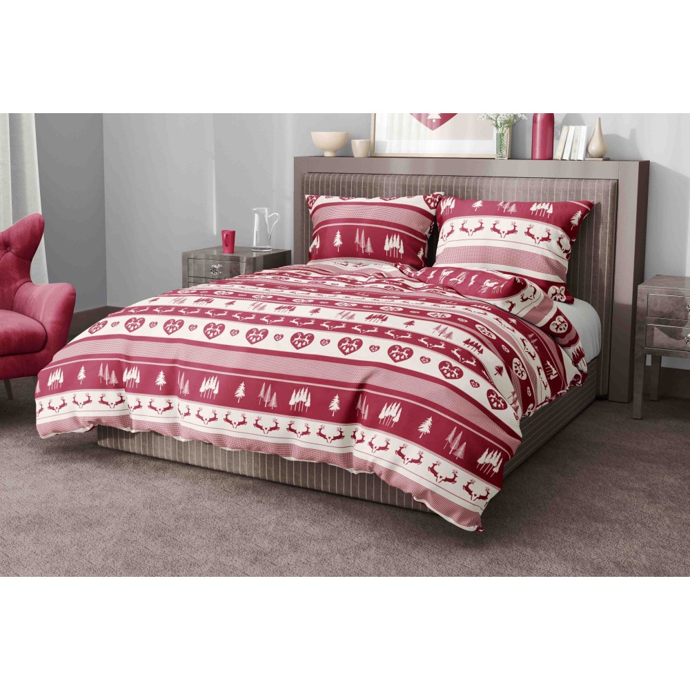 HOUSSE DE COUETTE CERF Bordeaux TIROLESE en microfibre douce Made in