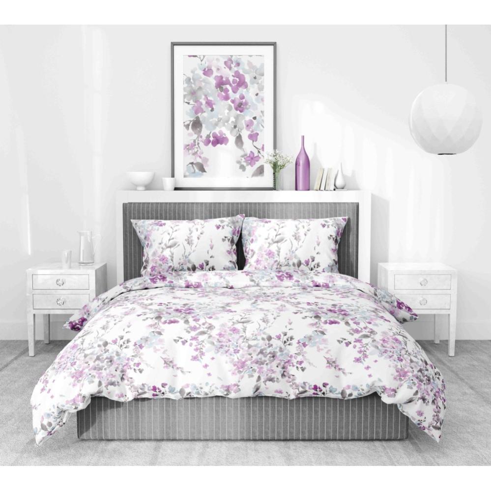 HOUSSE DE COUETTE FLEURIE Peinture Rose en Pur Coton Fabriqué en Italie