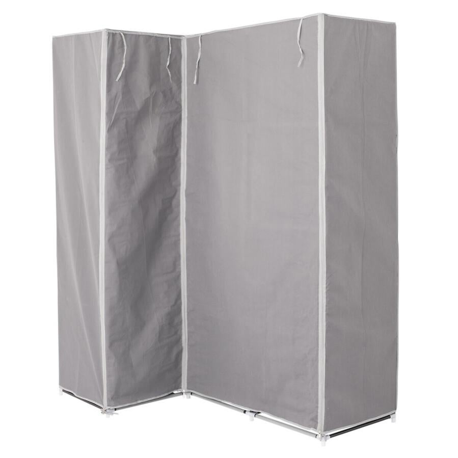 Armoire penderie d'angle en tissu coloris gris Longueur 131 x