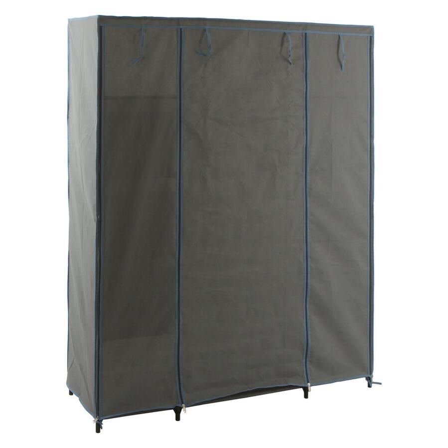 Armoire penderie avec 3 boîtes en tissu coloris gris anthracite